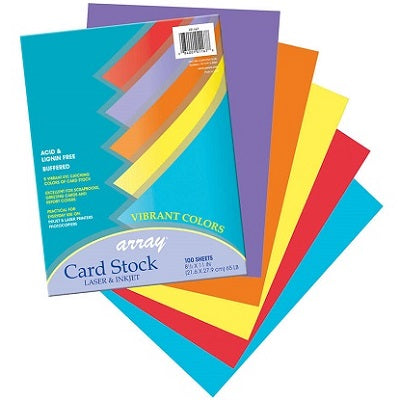 Card Stock-Pacon Letter 65# Assorted Vibrant 100/Pk - P101167