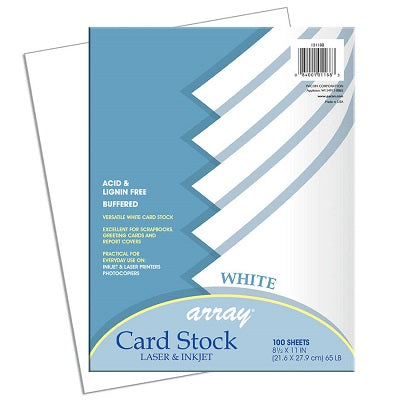 Card Stock-Pacon Letter 65# White 100/Pk - P101188