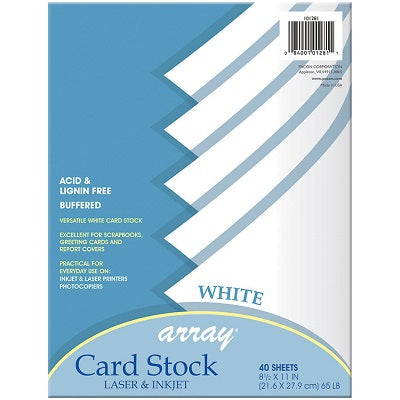 Card Stock-Pacon Letter 65# White 40/Pack - P101281