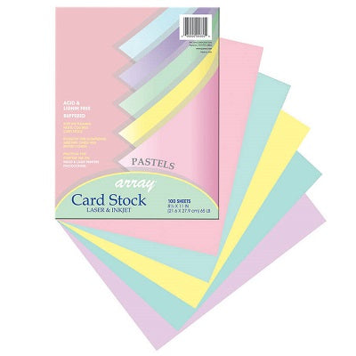 Card Stock-Pacon Letter 65# Assorted Pastel 100/Pk - P101315