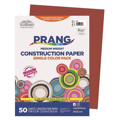 Construction Paper-Prang 9"X12", Red 50 Sheets - P6103