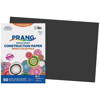 Construction Paper-Prang 12"X18", Black 50 Sheets - P6307