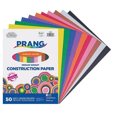 Construction Paper-Prang 9"X12", Assorted 50 Sheets - P6503