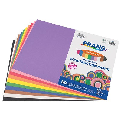 Construction Paper-Prang 12"X18", Assorted 50 Sheets - P6507