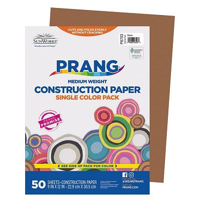Construction Paper-Prang 9"X12", Brown 50 Sheets - P6703
