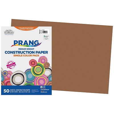 Construction Paper-Prang 12"X18", Brown 50 Sheets - P6707