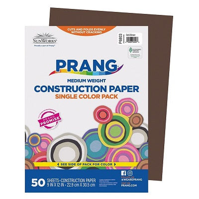 Construction Paper-Prang 9"X12", Dark Brown 50 Sheets - P6803