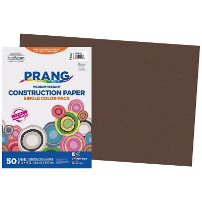 Construction Paper-Prang 12"X18", Dark Brown 50 Sheets - P6807