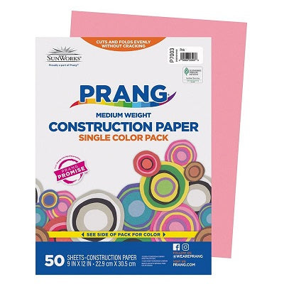 Construction Paper-Prang 9"X12", Pink 50 Sheets - P7003