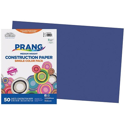 Construction Paper-Prang 12"X18", Bright Blue 50 Sheets - P7507