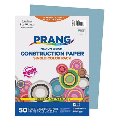 Construction Paper-Prang 9"X12", Sky Blue 50 Sheets - P7603