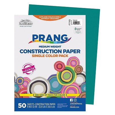 Construction Paper-Prang 9"X12", Turquoise 50 Sheets - P7703
