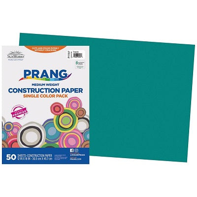 Construction Paper-Prang 12"X18", Turquoise 50 Sheets - P7707