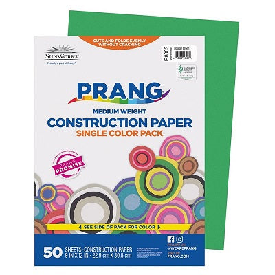 Construction Paper-Prang 9"X12", Holiday Green 50 Sheets - P8003