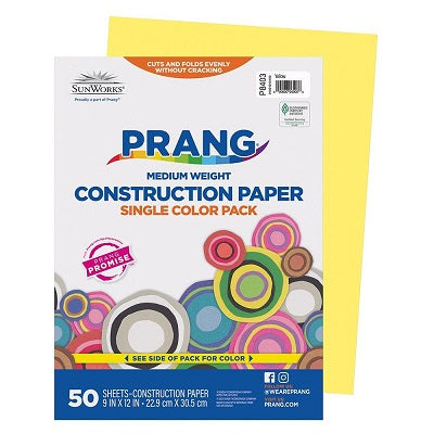 Construction Paper-Prang 9"X12", Yellow 50 Sheets - P8403