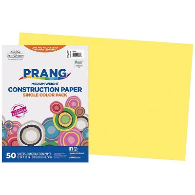 Construction Paper-Prang 12"X18", Yellow 50 Sheets - P8407