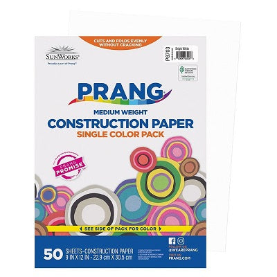 Construction Paper-Prang 9"X12", Bright White 50 Sheets - P8703