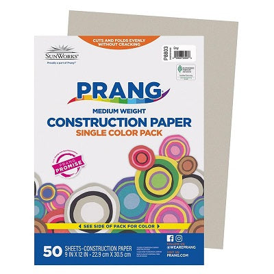 Construction Paper-Prang 9"X12", Grey 50 Sheets - P8803