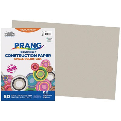 Construction Paper-Prang 12"X18", Grey 50 Sheets - P8807