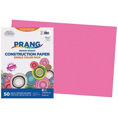 Construction Paper-Prang 12"X18", Hot Pink 50 Sheets - P9107
