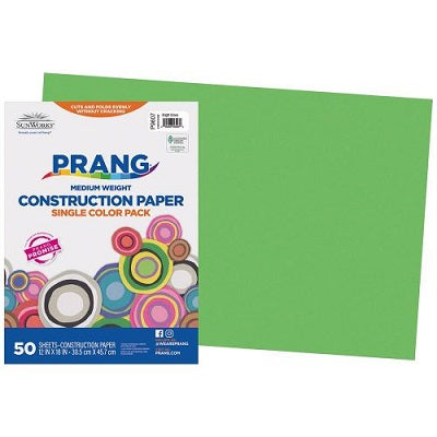 Construction Paper-Prang 12"X18", Bright Green 50 Sheets - P9607