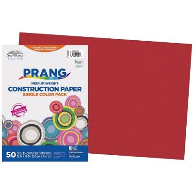 Construction Paper-Prang 12"X18", Holiday Red 50 Sheets - P9907