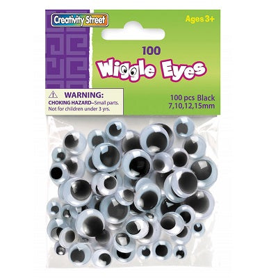 Eyes-Wiggle Assorted Sizes, Black 100/Pk - PAC3446-02