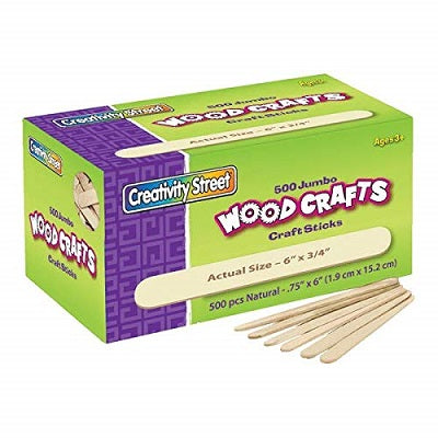 Craft Sticks-Jumbo, Natural 6" X 3/4" 500/Bx - PAC3776-01