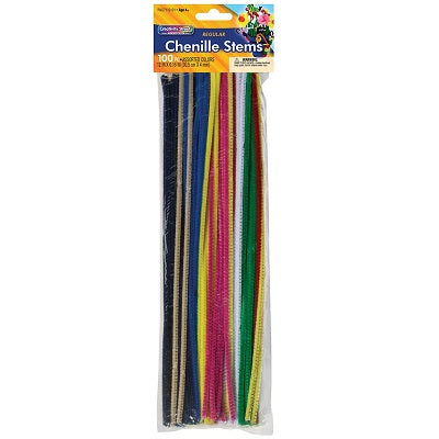 Chenille Stems-12In. X 4Mm Assorted, 100/Pack - PAC7112-01