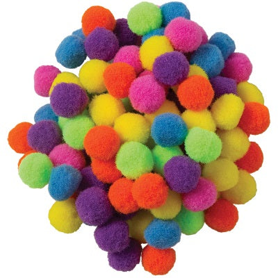 Pom Poms-Hot Colours 1/2" Assorted 100/Pk - PAC8114-02