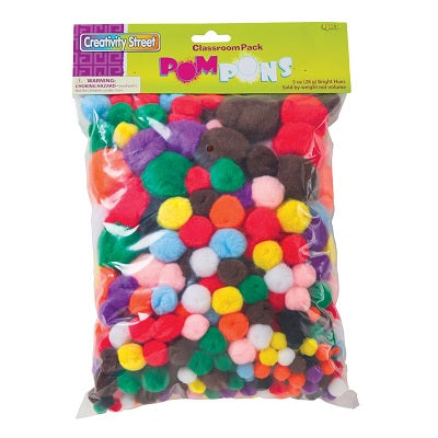 Pom Poms-Classroom Pack Assorted Sizes &  Colours 5Oz. - PAC8150-01