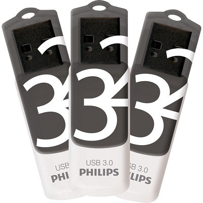 Flash Drive-Philips Vivid 32Gb White/Grey 3/Pk - PHMMD32GVIVU3P3CA