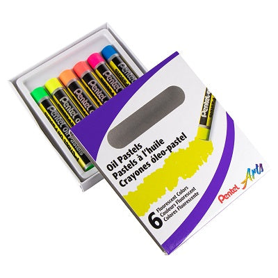 Pastels-Oil Pentel Arts, Fluorescent Colours 6/Pk - PHN-F6