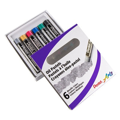 Pastels-Oil Pentel Arts, Metallic Colours 6/Pk - PHN-M6