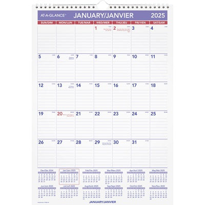 Calendar-Wall Monthly Wire 12X17 Bilingual  2025 - PM2F-28