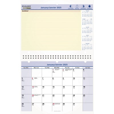 Calendar-Wall Monthly 11X8 Quicknotes Bilingual 2025 - PM50F-28