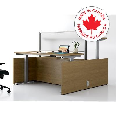 Workstation-Powerwall, 2 Person Height Adjust 60X72 Sesame - PW100 SSAL