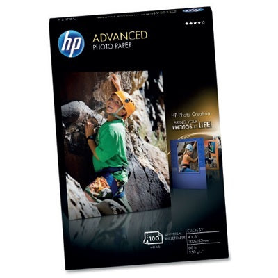 Paper-Hp Advanced Glossy Photo, 4X6 66Lb. 100/Pack - Q6638A