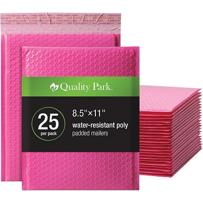 Mailer-Bubble Poly, 8.5" X 11" Pink 25/Bx - QUA85861