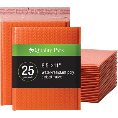Mailer-Bubble Poly, 8.5" X 11" Orange 25/Bx - QUA85868