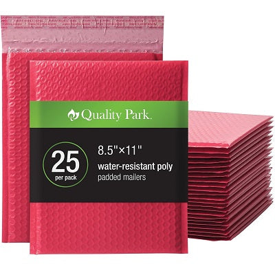 Mailer-Bubble Poly, 8.5" X 11" Red 25/Bx - QUA85869