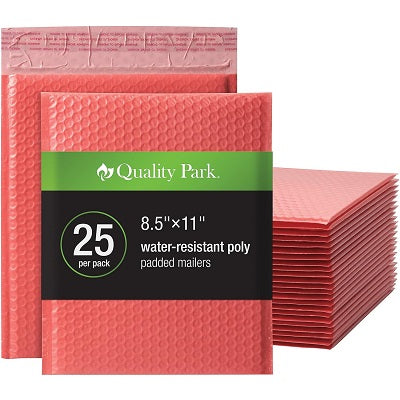 Mailer-Bubble Poly, 8.5" X 11" Coral 25/Bx - QUA85871