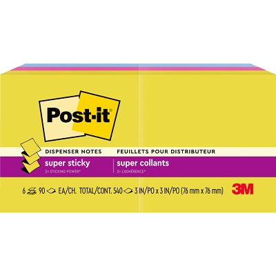 Notes-Post-It, Pop-Up 3X3 Super Sticky, Summer Joy 6/Pack - R330-6SSJOY