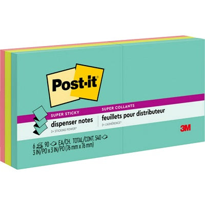 Notes-Post-It, Pop-Up 3X3 Super Sticky, Supernova Neon 6/Pk - R330-6SSMIA