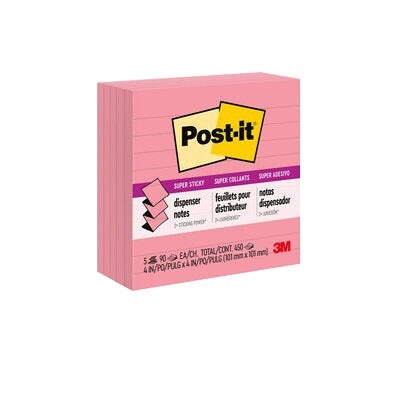 Notes-Post-It, Pop-Up 4X4 Super Sticky,  Neon Pink 5/Pack - R440-NPSS