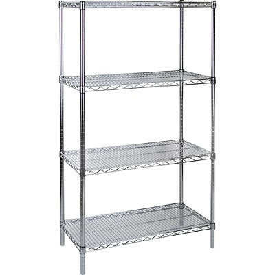 Shelving-Wire Heavy-Duty, 4 Tier 36"W X 18"D X 63"H Chromate - RL059