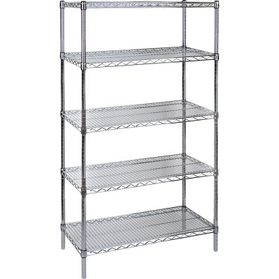 Shelving-Wire Heavy-Duty, 5 Tier 48"W X 24"D X 74"H Chromate - RL085