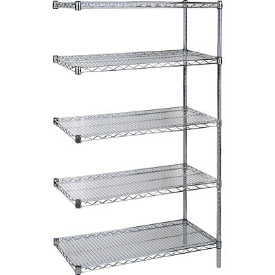 Shelving-Wire Add-On Kit, 5 Tier 60"W X 24"D X 74"H Chromate - RL088