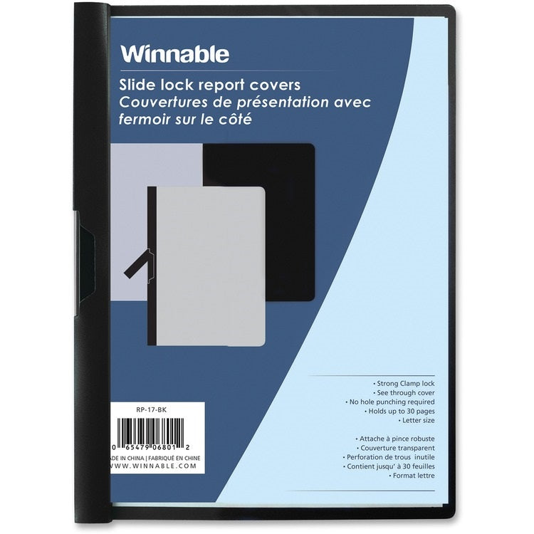 Report Cover-Slidelock, Letter Black 30 Sheet Capacity - RP-17L-BK