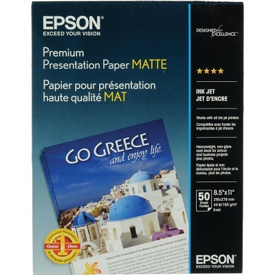 Paper-Epson Matte Presentation, 8.5X11 44Lb. 50/Pack - S041257